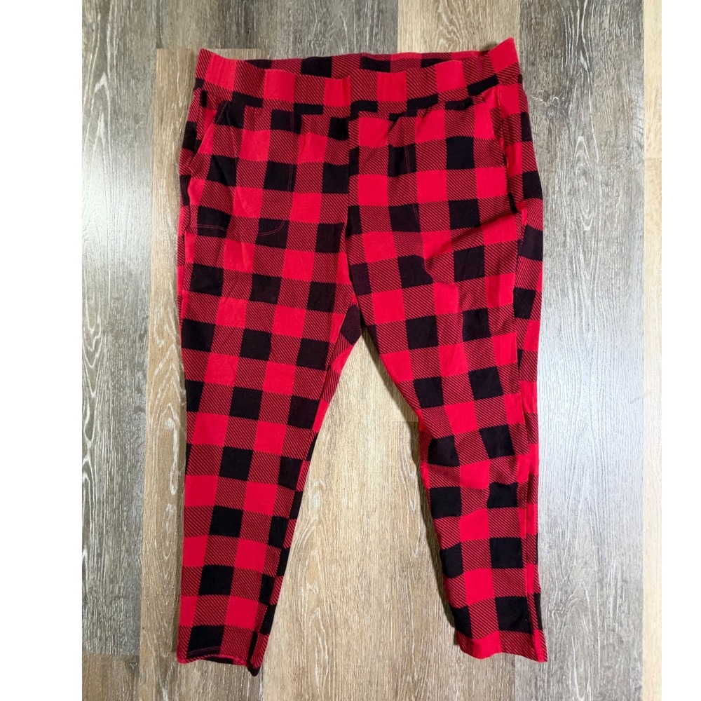 Torrid Leggings Womens 3 Red Black Buffalo Plaid Check Stretch Plus Size